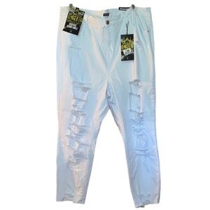 NWT High rise distressed skinny white streetwear stretch Junior plus jeans 23/24